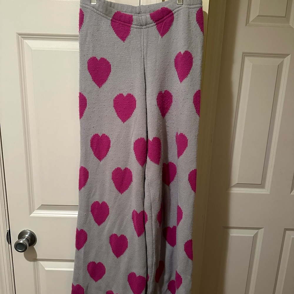 FP Movement by Free People Gray and Pink Heart Pants